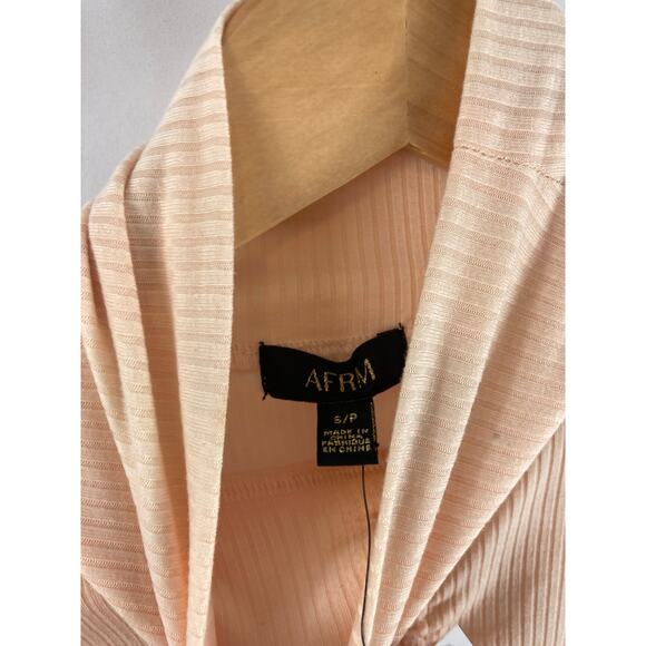 NWT AFRM Ruched Tie long sleeve ribbed top S - Picture 3 of 4